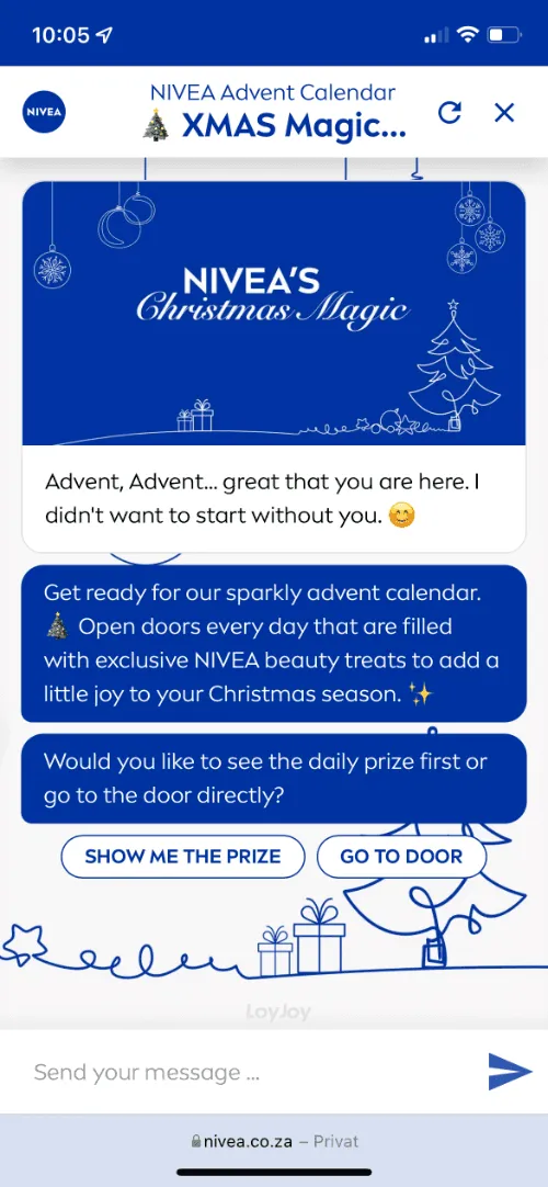 Der Nivea-Adventskalender auf einem Mobiltelefon.