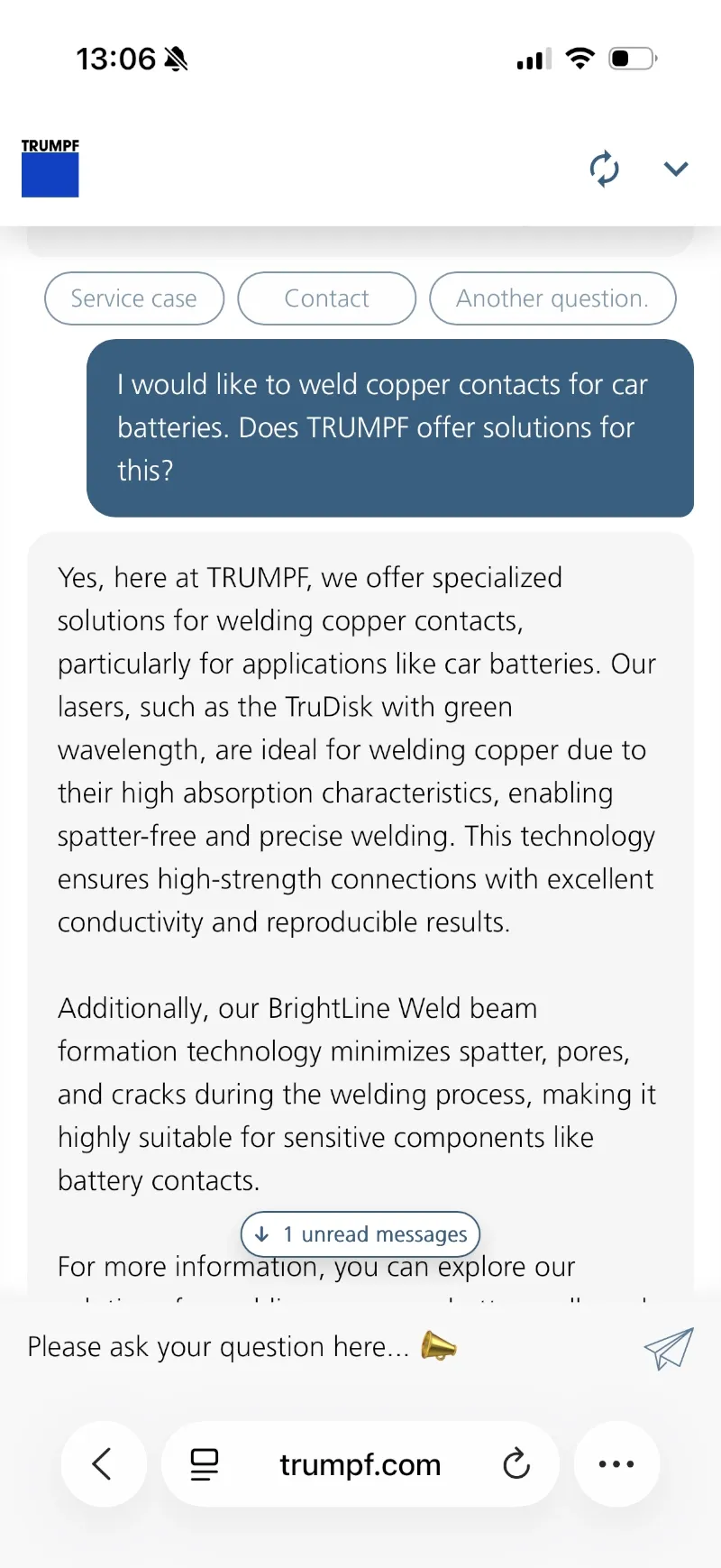 24/7 AI Sales Assistant at TRUMPF